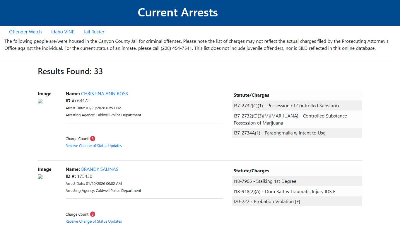 Current Arrests